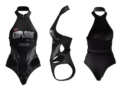 Dynamic woman athletic halter swimsuit 3d model Low-poly 3D model