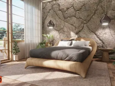 Bed Room Interior Cinema 4d Corona v1 3D model