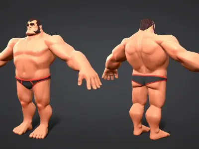 Cartoon male character Herman  Low-poly 3D model