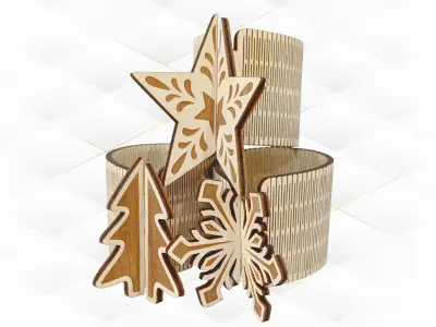 Christmas gift Napkin Holder laser cutting design 3D print model
