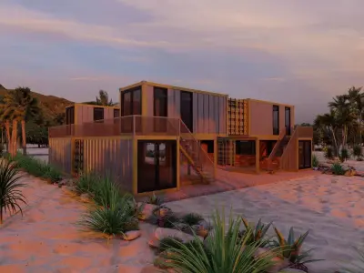 Temporary villa - villa condo - container building 3D model
