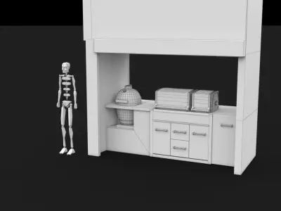 Grill stall Free low-poly 3D model