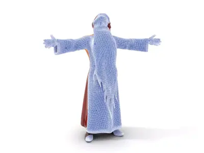 Wizard Character Model Pack with Long Beard and Robe Low-poly 3D model