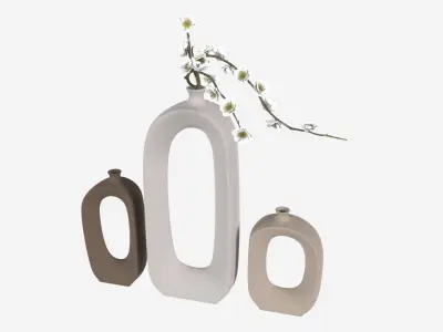 Brushed Ceramic Flower Vases 3D model