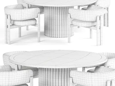 Bakergo Dining Table Bay Chair 3D model