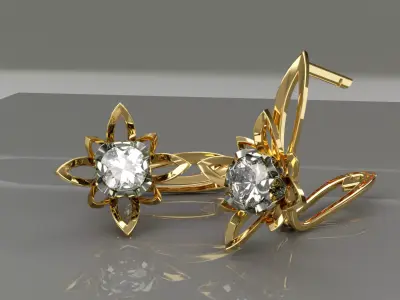 Lotos earrings with english clasp 3D print model
