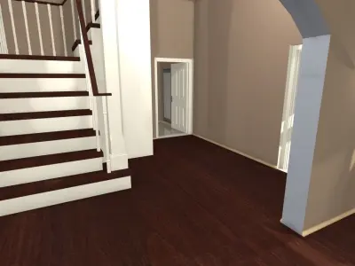 Valley house with car parked 3D model