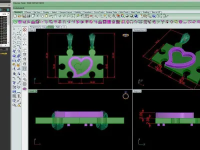 Pendant P14 The luxury Double pendant puzzle heart 3D print model
