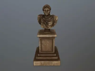 Pompee roman bust Low-poly 3D model