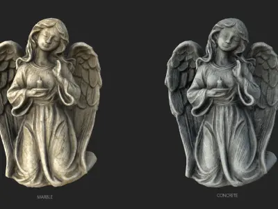 Kneeling Angel Statue Low-poly 3D model