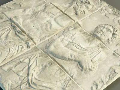 Bas-relief wall panel PBR 02 Low-poly 3D model