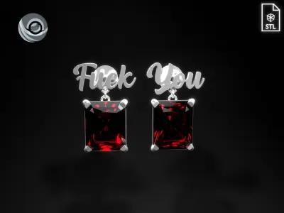 DIY Fuck You earrings for Sla 3D printing and jewelry casting 3D print model