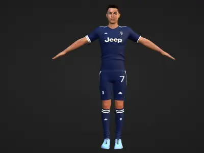 Cristiano Ronaldo - Manchester - Madrid - Juventus - Portugal Low-poly 3D model