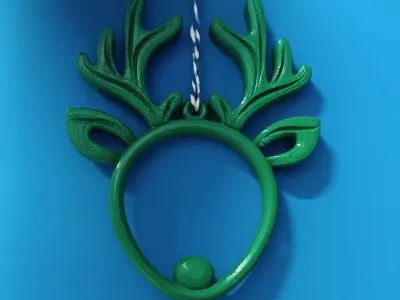 Printable Minimalist Reindeer  pendant Head Ornament  3D print model