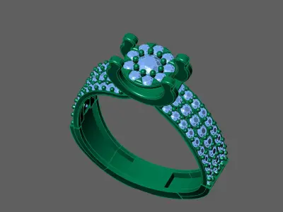 Womens Rings With Stone Ring Ready STL 3DM Models Rings women 3D print model