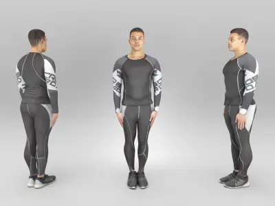 Man in crossfit uniform 412 Low-poly 3D model