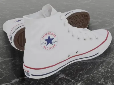 CONVERSE 3D SHOES - WHITE Low-poly 3D model