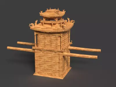 Chinese wedding sedan chair Low-poly 3D model