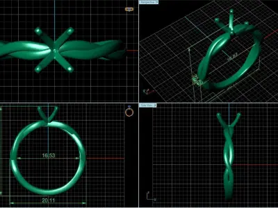Twisted Rope Solitaire Engagement Ring Cushion 3D print model