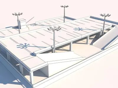 Two-Storey City Parking Lot Low-poly 3D model
