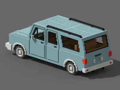 Voxel SUV Car Low-poly 3D model