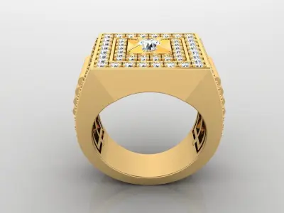 Ring M5  Mens luxury ring with gem 3D print model