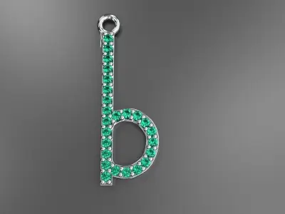 Lower Case B Diamond Pendant Gold Silver Platinum Luxury Jewelry 3D print model