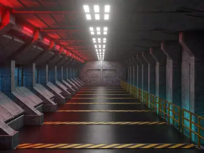 Sci-Fi Spaceship Corridor - Low Poly - Game Ready -PBR Low-poly 3D model