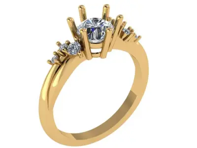 solitaire with small stone on side   3D print model