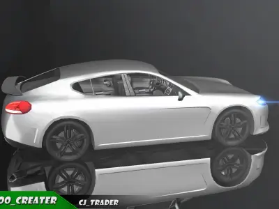 Lowpoly Sports sedan Porsche Racing Car 3D Model Low-poly 3D model