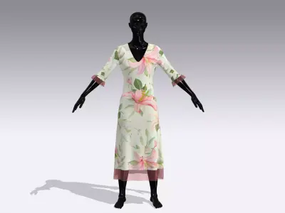 Female Cloth Dress Low-poly 3D model
