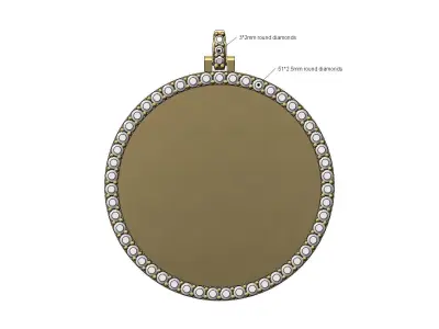 Large 40mm round diamond memory picture pendant  3D print model