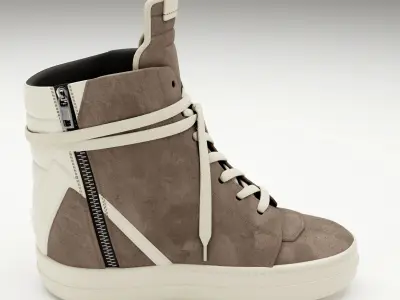 Sneakers Rick Owens Geobasket Converse Gray Low-poly 3D model