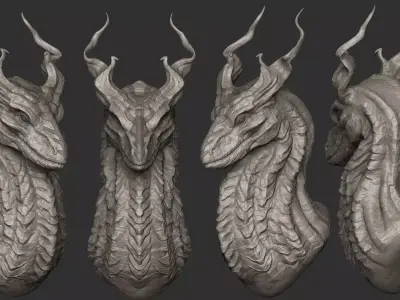 Stone Dragon Head 3D model