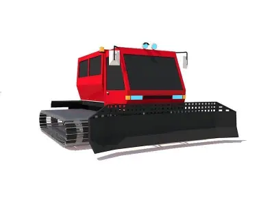 Cartoon Low Poly Snowcat Track Vehicle  Low-poly 3D model