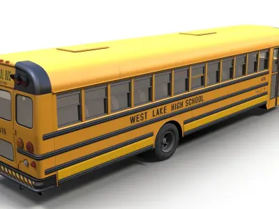 American generic school bus Low-poly 3D model