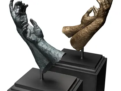 Stroking hands sculpture Low-poly 3D model