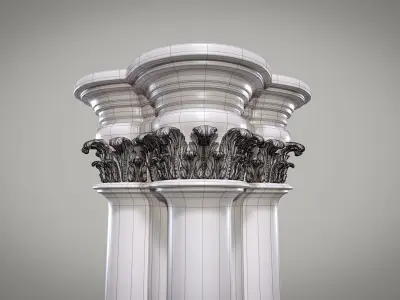 Highpoly Gothic Column - type 4 3D model