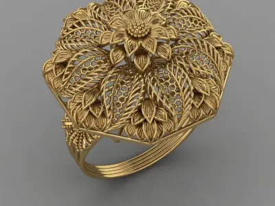 Plain Trending Indian Work Ring 3D model Printable 3D print model
