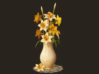Daffodils Narcissus Flower - PBR Game Ready Low-poly 3D model