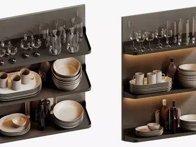 Set of Decorative sets of dishes for the kitchen 3D model