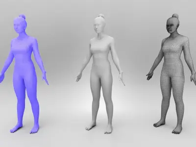 Fitness woman ready for animation 454 Low-poly 3D model