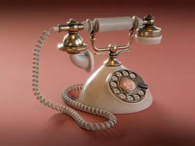 Vintage Rotary Dial Telephone Low-poly 3D model