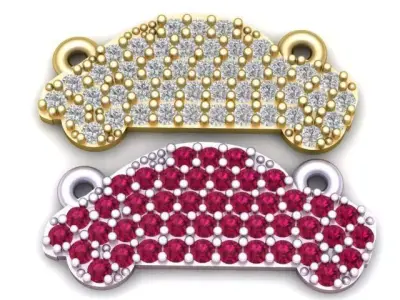 Golden Car Necklace Pendant 3D Printable Model 3D print model