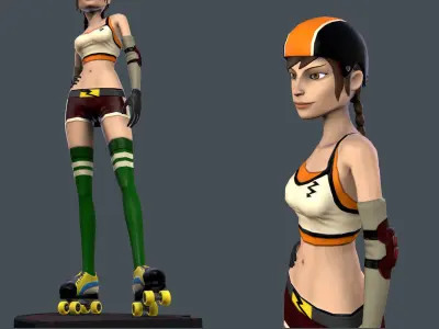 Cartoon Roller Girl 3D model