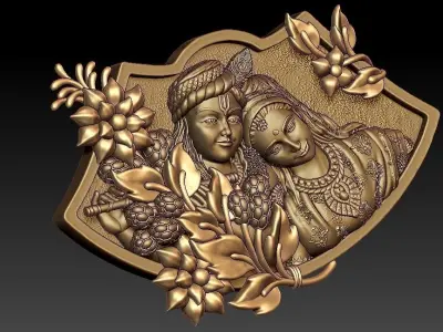 Radha Krishna Pendant 3D print model
