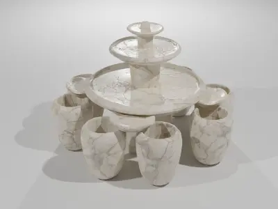 Fountain with three bowls 3D model