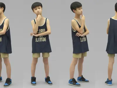 A Cool Boy Thinking About Sth 3D model