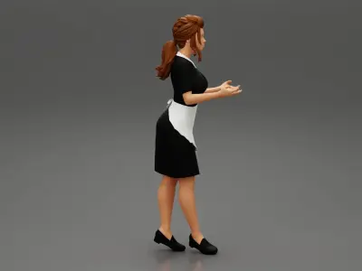 Sexy Maid woman carrying tray of Cupcakes 3D print model
