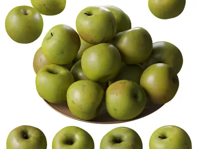 Granny Smith Apples - 4 models Low-poly 3D model